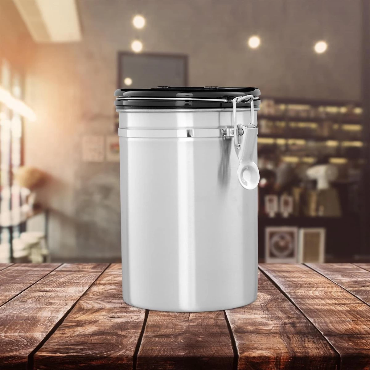 Récipient De Stockage Relaxdays Café - Boîte à Café - Hermétique - Récipient à Café - Argent - Métal Petit 7 Récipient De Stockage Relaxdays Café - Boîte à Café - Hermétique - Récipient à Café - Argent - Métal Petit – Image 5