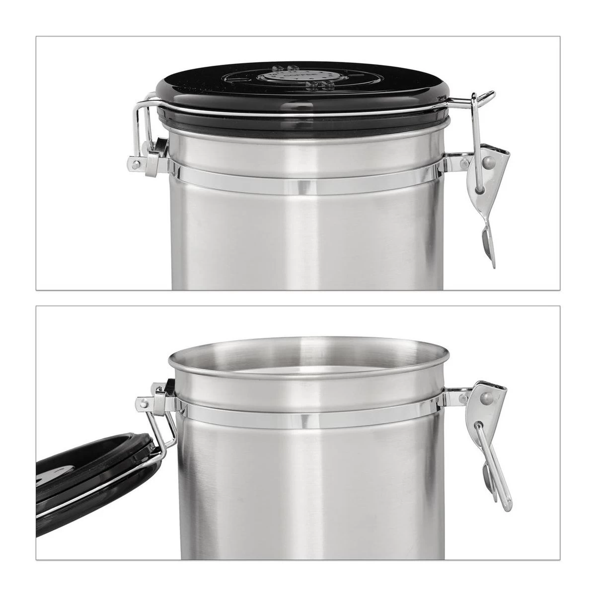 Récipient De Stockage Relaxdays Café - Boîte à Café - Hermétique - Récipient à Café - Argent - Métal Petit 8 Récipient De Stockage Relaxdays Café - Boîte à Café - Hermétique - Récipient à Café - Argent - Métal Petit – Image 6