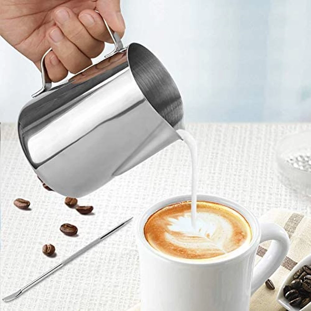 OUNONA Pichet à Lait, 1000ml Pichet à Mousser En Acier Inoxydable à Café Mousseur à Lait Pichet Tasse Pot à Lait Petit Pichet à Lait Pichet Pour Barista Accessoires 10 OUNONA Pichet à Lait, 1000ml Pichet à Mousser En Acier Inoxydable à Café Mousseur à Lait Pichet Tasse Pot à Lait Petit Pichet à Lait Pichet Pour Barista Accessoires – Image 8