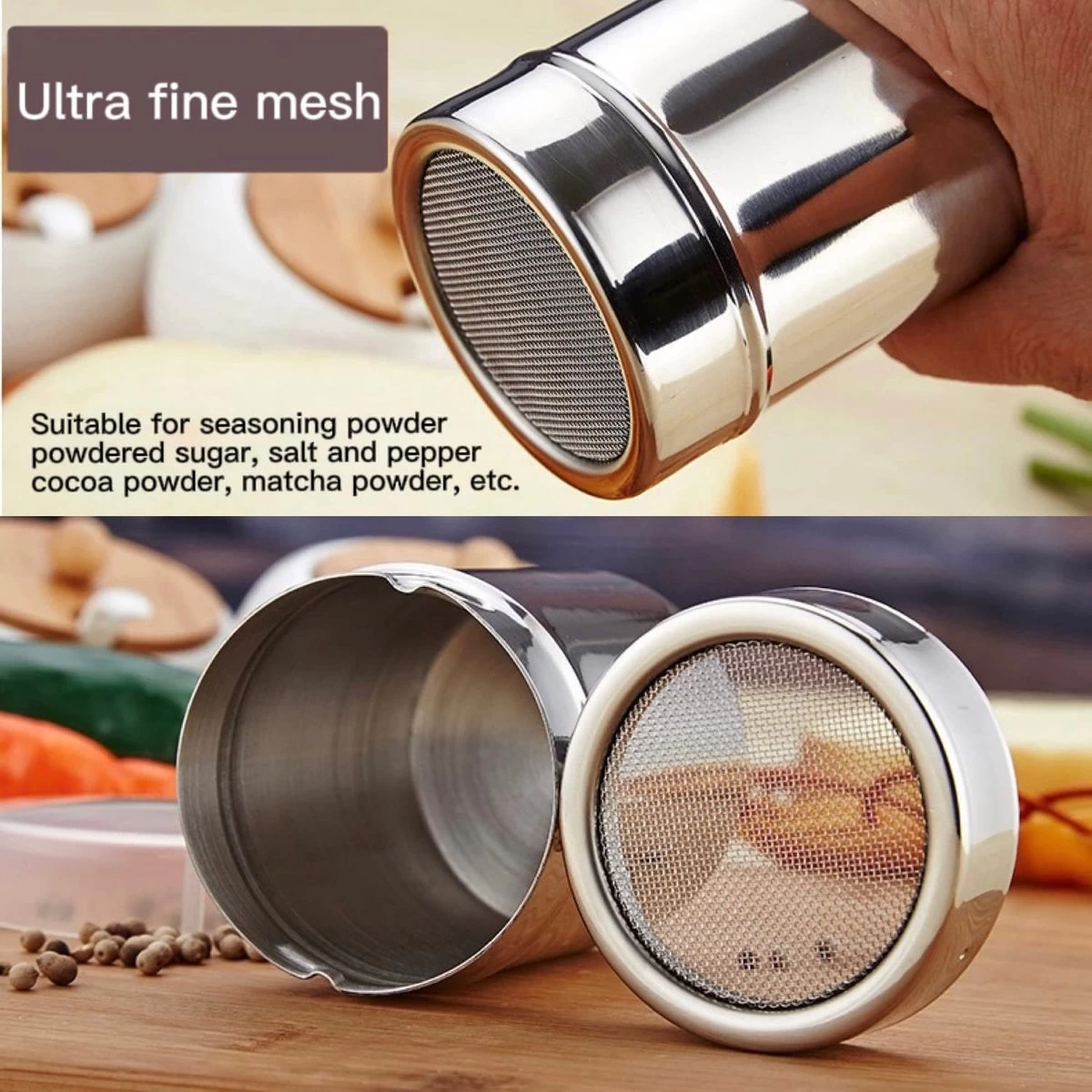 1 Pièce Saupoudreuse à Sucre Glace En Acier Inoxydable Pour Chocolat(s) 4 1 Pièce Saupoudreuse à Sucre Glace En Acier Inoxydable Pour Chocolat(s) – Image 2