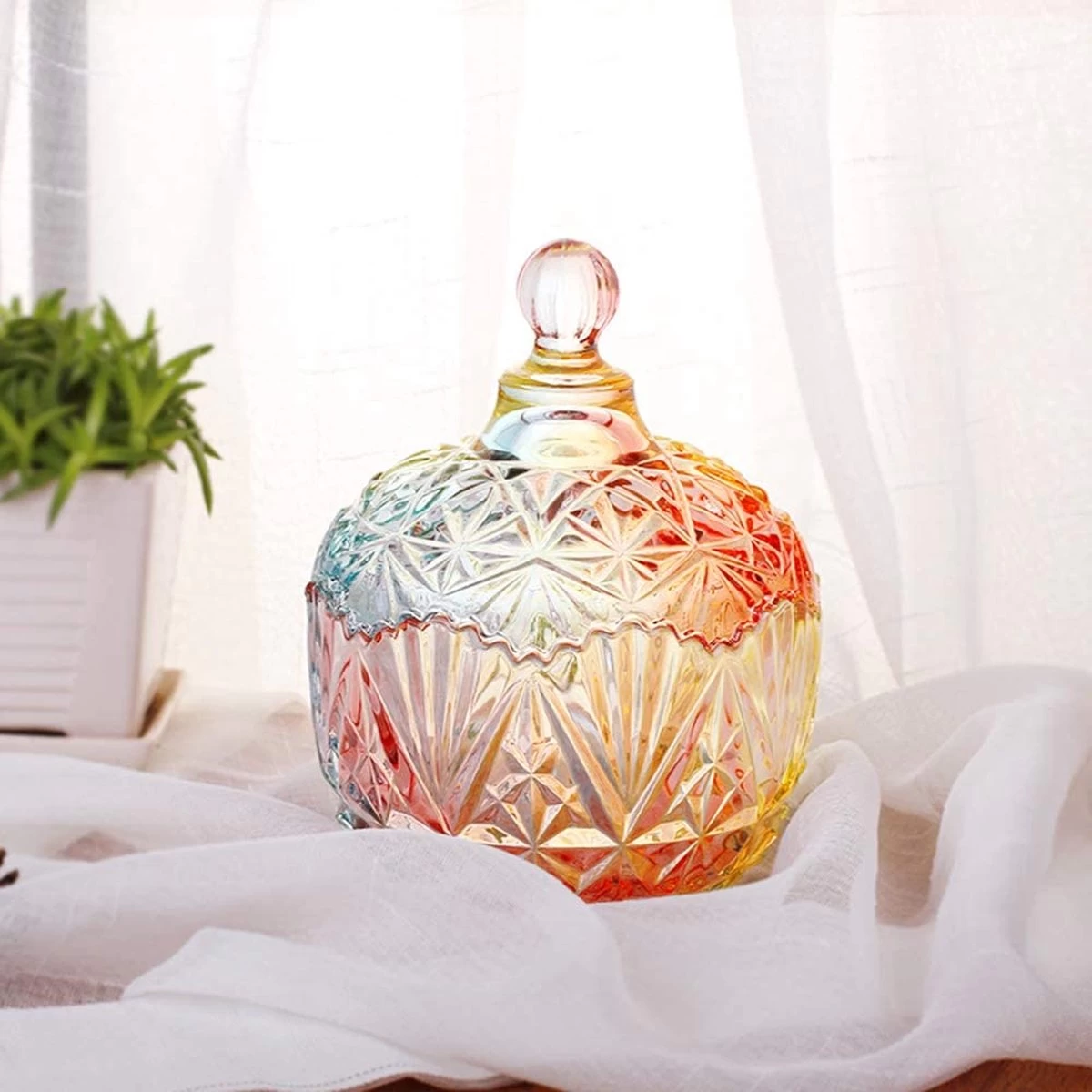 Danmu Art 1 Pièce Bocal à Bonbons En Cristal Coloré Avec Couvercle Bocal De Rangement En Verre à Bonbons Décoration De Bocal En Verre, 750 Ml 5 Danmu Art 1 Pièce Bocal à Bonbons En Cristal Coloré Avec Couvercle Bocal De Rangement En Verre à Bonbons Décoration De Bocal En Verre, 750 Ml – Image 3