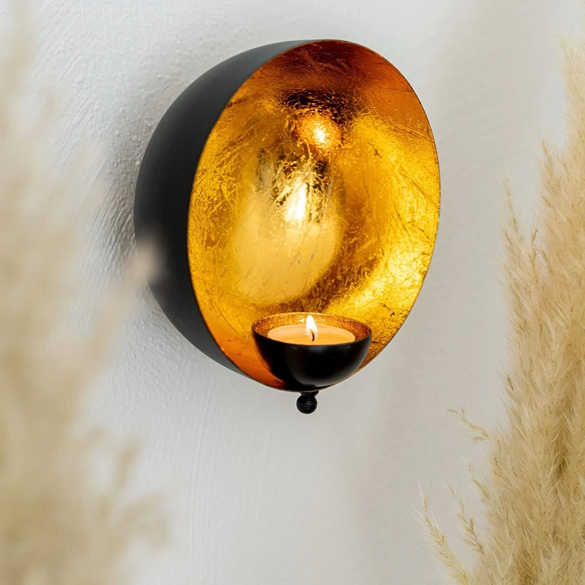 ZEYA Lot De 2 Photophores Muraux, Photophore Mural En Métal Doré Noir, Décoration Murale Salon, Décoration Rustique Pour Bougies Chauffe-plat Et Décoration Murale 5 ZEYA Lot De 2 Photophores Muraux, Photophore Mural En Métal Doré Noir, Décoration Murale Salon, Décoration Rustique Pour Bougies Chauffe-plat Et Décoration Murale – Image 3