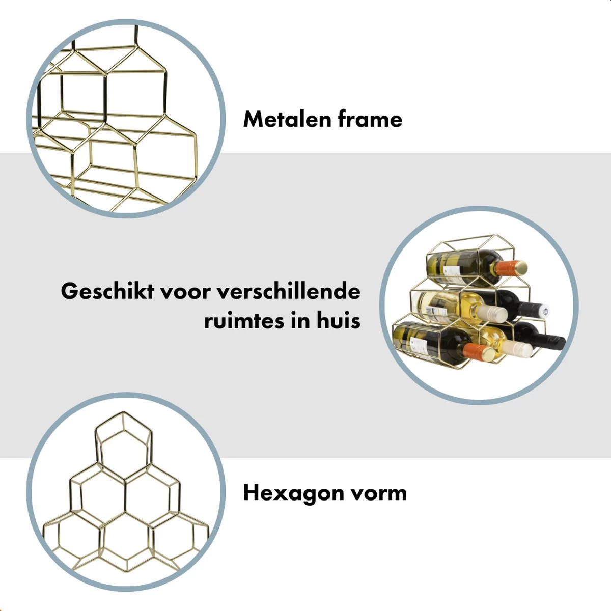 QUVIO Casier à Vin Pour 6 Bouteilles De Vin / Hexagone / Casier à Vin Design En Acier / Hexagonal - Or 7 QUVIO Casier à Vin Pour 6 Bouteilles De Vin / Hexagone / Casier à Vin Design En Acier / Hexagonal - Or – Image 5