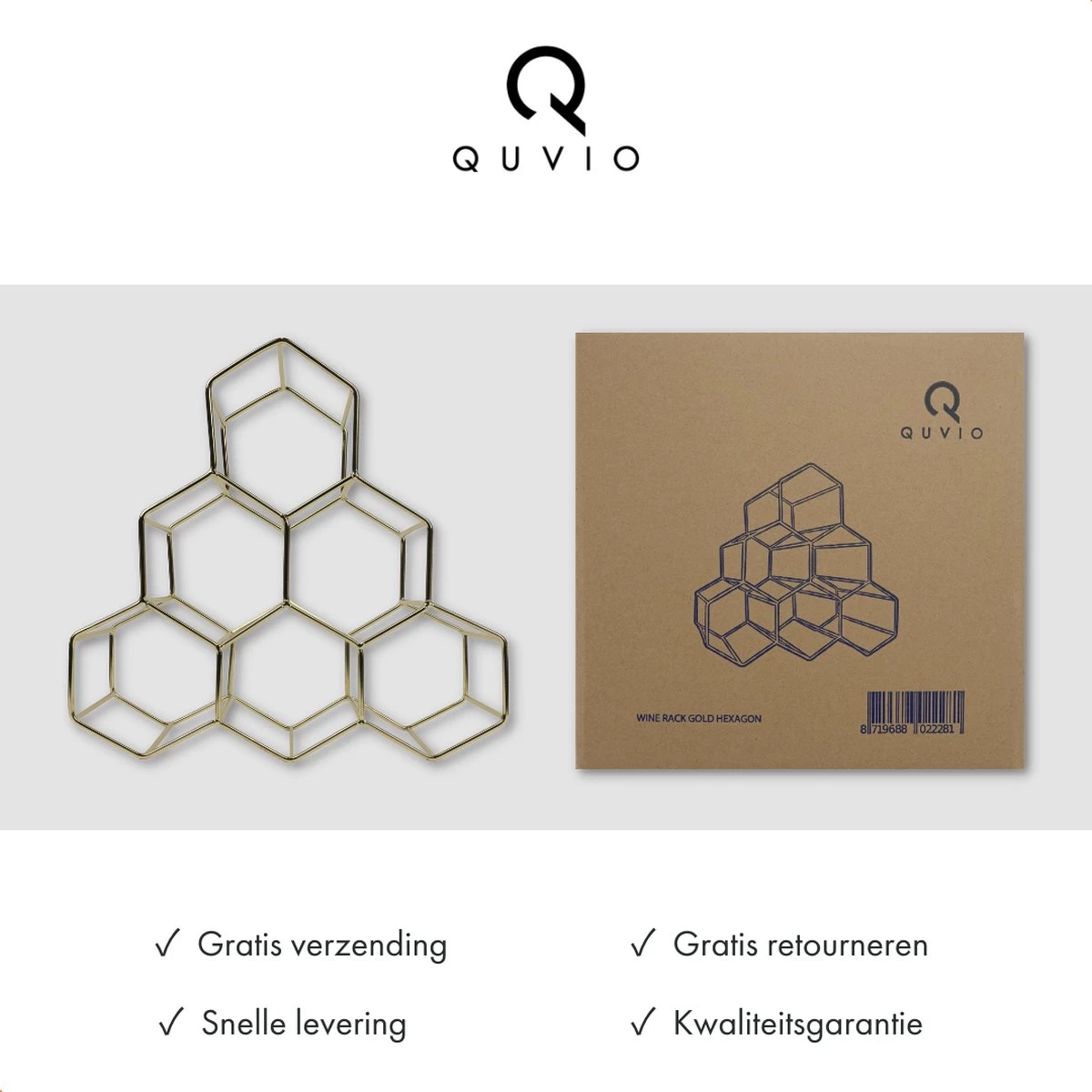 QUVIO Casier à Vin Pour 6 Bouteilles De Vin / Hexagone / Casier à Vin Design En Acier / Hexagonal - Or 9 QUVIO Casier à Vin Pour 6 Bouteilles De Vin / Hexagone / Casier à Vin Design En Acier / Hexagonal - Or – Image 7