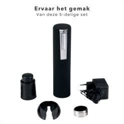 Tire-bouchon électrique Cheqo® - Set Ouvre-bouteille - 21x5cm - Set Vin - Pompe à Vin Sous Vide - Coupe-capsule - Ouvre-bouteille De Vin - Adaptateur Inclus - Titre Par Défaut -Dégustation Délicate 1200x1200 811