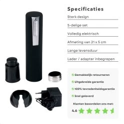 Tire-bouchon électrique Cheqo® - Set Ouvre-bouteille - 21x5cm - Set Vin - Pompe à Vin Sous Vide - Coupe-capsule - Ouvre-bouteille De Vin - Adaptateur Inclus - Titre Par Défaut -Dégustation Délicate 1200x1200 813