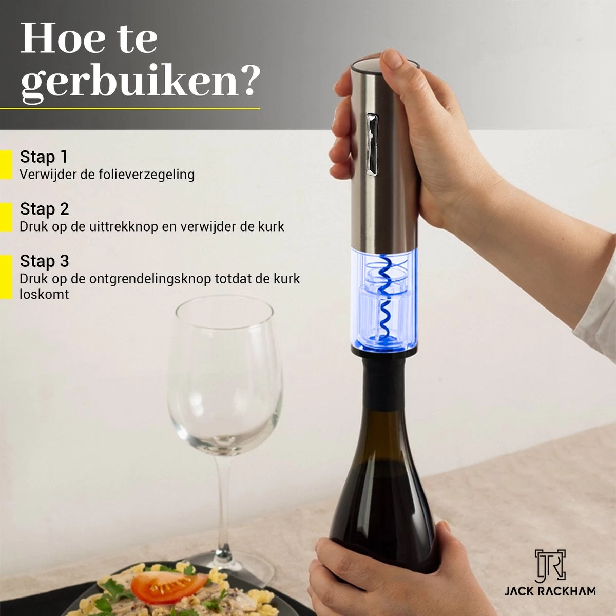 Tire-Bouchon Electrique Ouvre Vin - Ouvre Bouteille - Design Luxe - Avec Coupe-capsule - Coffret Cadeau Homme Et Femme - Jack Rackham 5 Tire-Bouchon Electrique Ouvre Vin - Ouvre Bouteille - Design Luxe - Avec Coupe-capsule - Coffret Cadeau Homme Et Femme - Jack Rackham – Image 3