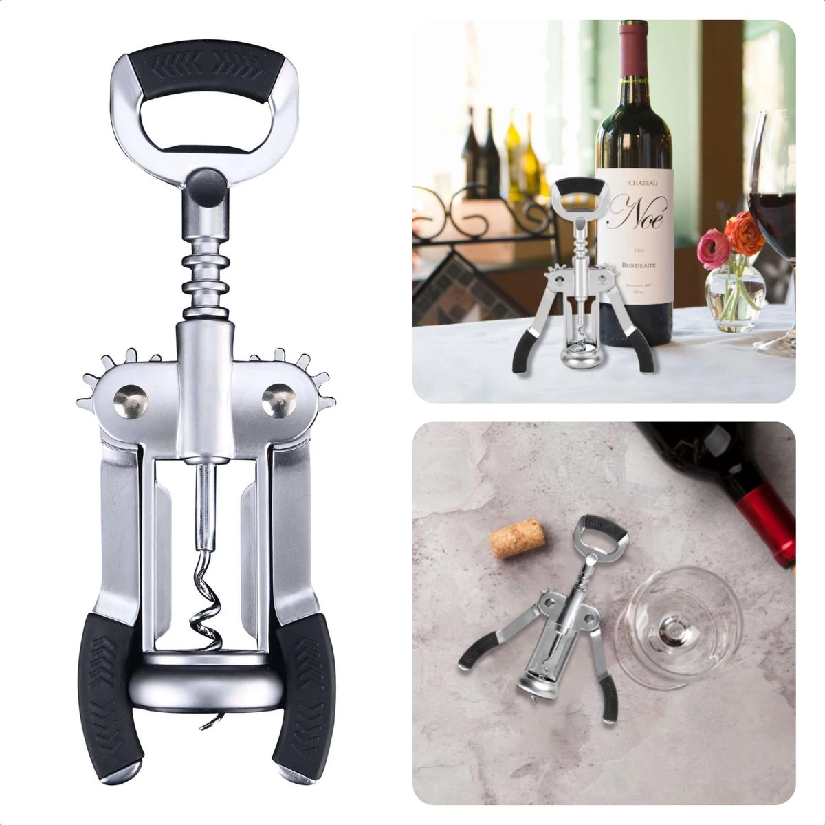 Tire-bouchon Robuste Cheqo® - Décapsuleur De Luxe - Alliage De Zinc Avec Poignée TPR - Levier - Ouverture En Un Instant 3 Tire-bouchon Robuste Cheqo® - Décapsuleur De Luxe - Alliage De Zinc Avec Poignée TPR - Levier - Ouverture En Un Instant