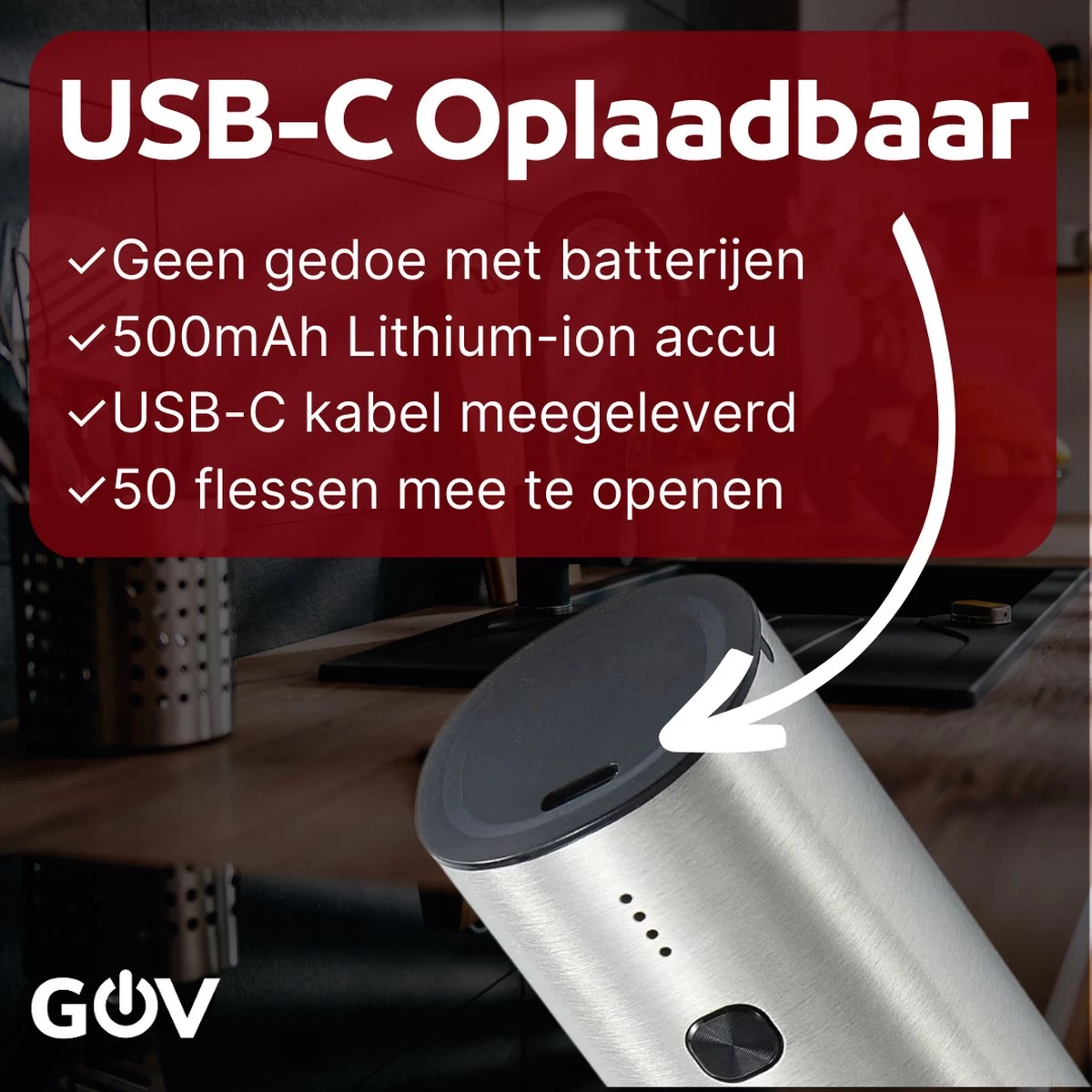 Set -bouchon électrique En Acier Inoxydable Deluxe Rechargeable - Ouvre-bouteille 5 En 1 9 Set -bouchon électrique En Acier Inoxydable Deluxe Rechargeable - Ouvre-bouteille 5 En 1 – Image 7