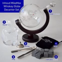 MikaMax Whiskey Globe Decanter Deluxe Set - 0,9 L - Incl. 2 Verres -Dégustation Délicate 1200x1200 913