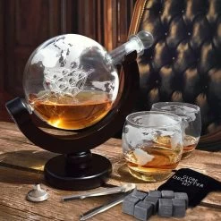 MikaMax Whiskey Globe Decanter Deluxe Set - 0,9 L - Incl. 2 Verres -Dégustation Délicate 1200x1200 921