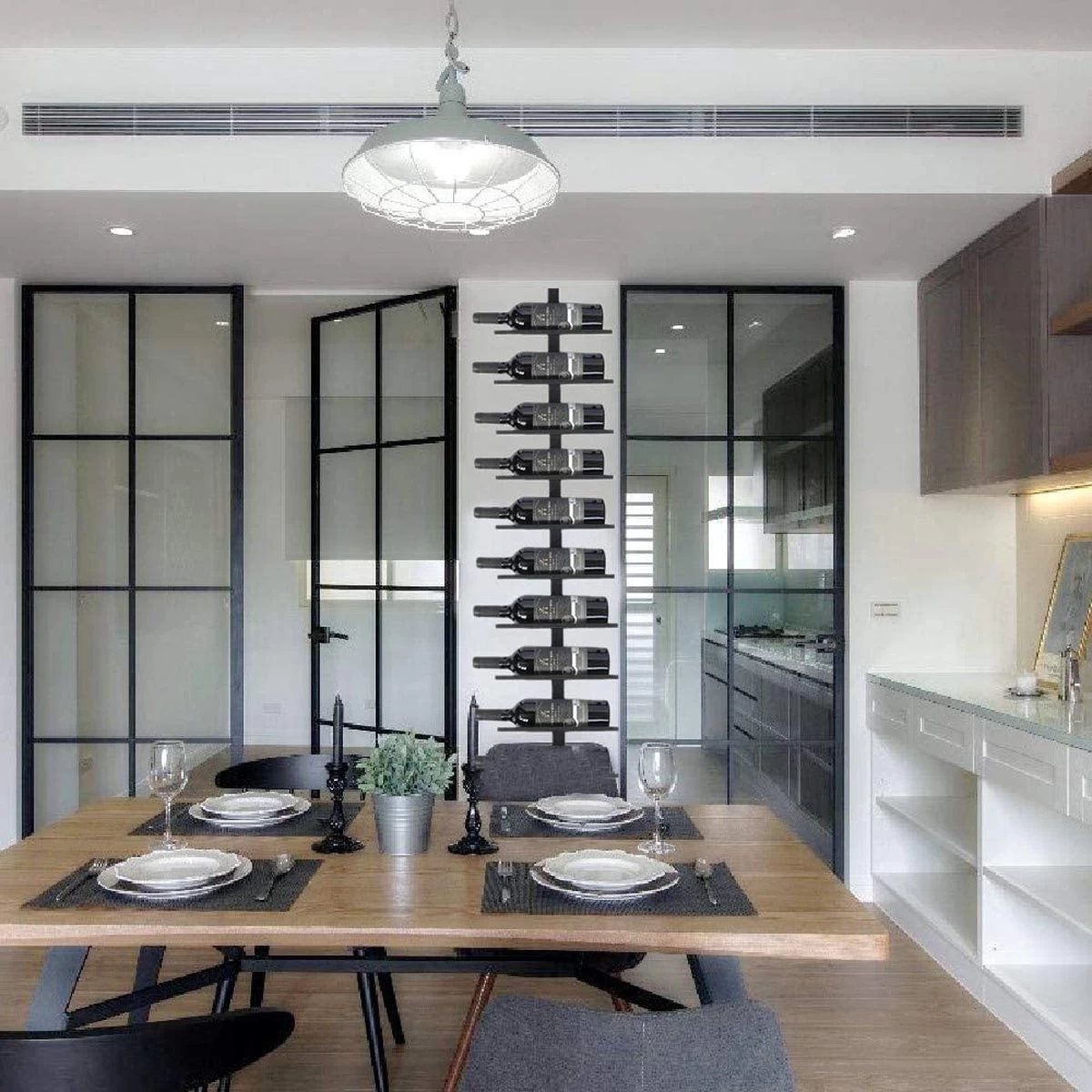 Casier à Vin Porte-bouteilles Porte-bouteilles Support De Rangement En Métal Noir Mural Pour 10 Bouteilles Support Mural Support Suspendu 4 Casier à Vin Porte-bouteilles Porte-bouteilles Support De Rangement En Métal Noir Mural Pour 10 Bouteilles Support Mural Support Suspendu – Image 2