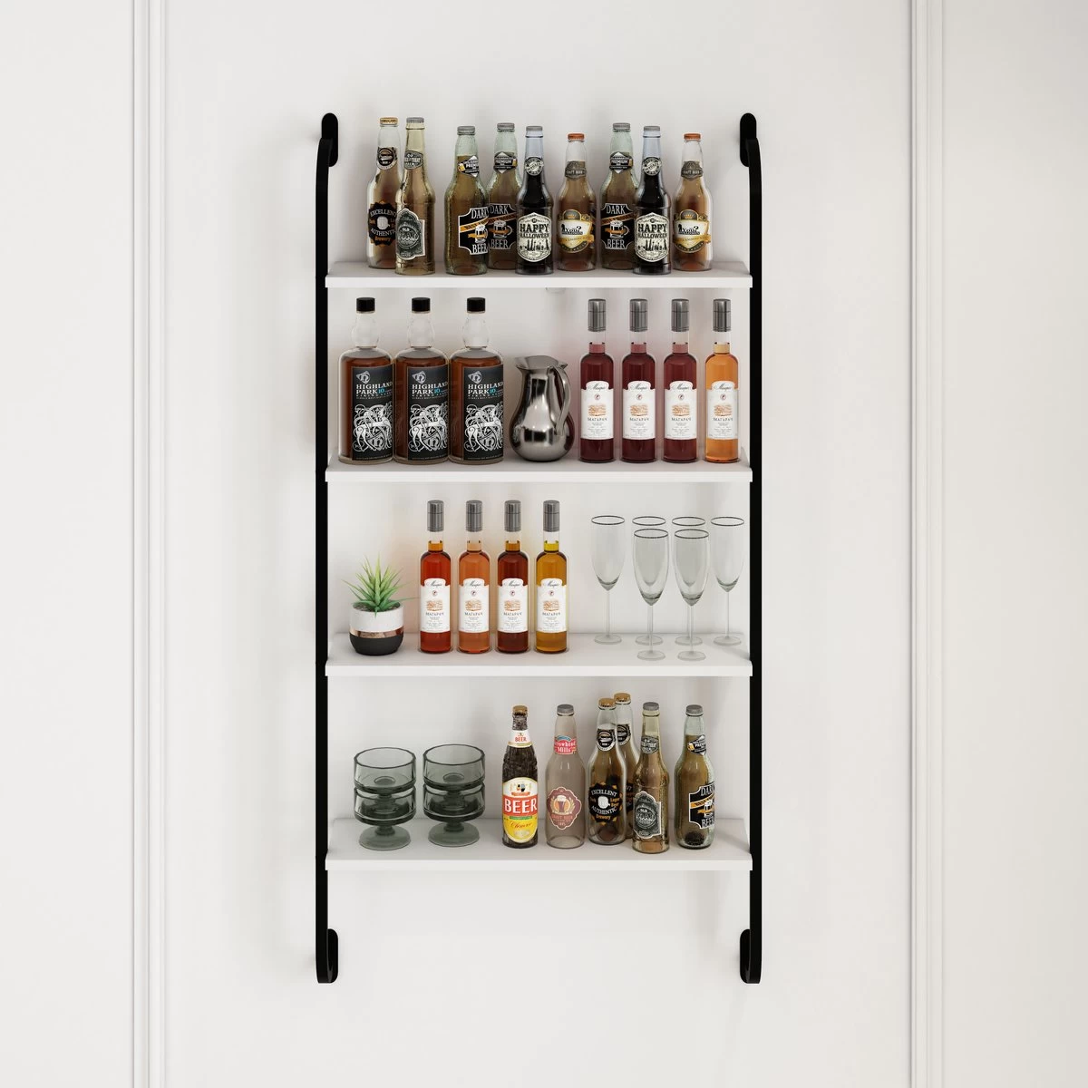 SENSA -Casier à Vin- Cave à Vin - Cave à Boissons - Meuble Bar - Armoires De Rangement Avec Portes - Wit - 150x64x20 Cm 5 SENSA -Casier à Vin- Cave à Vin - Cave à Boissons - Meuble Bar - Armoires De Rangement Avec Portes - Wit - 150x64x20 Cm – Image 3