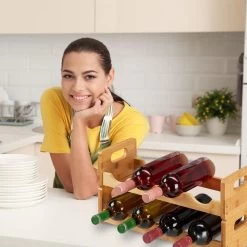 Casier à Vin Relaxdays Pour 8 Bouteilles - Casier à Bouteilles - Porte-bouteilles - Bambou - Stand à Vin -Dégustation Délicate 1200x1200 987