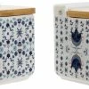 Salière Avec Couvercle DKD Home Decor Carrelage Blauw Wit Bamboe ( 12,5 X 12,5 X 12 Cm) (2 Pcs) -Dégustation Délicate 1200x458