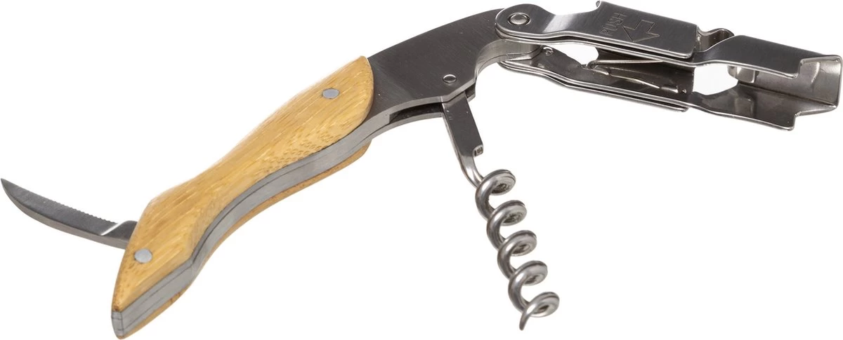 Secret De Gourmet - Couteau Sommelier Luxe Tire-bouchon Avec Ouvre-bouteille En Métal/bambou 12 Cm 3 Secret De Gourmet - Couteau Sommelier Luxe Tire-bouchon Avec Ouvre-bouteille En Métal/bambou 12 Cm