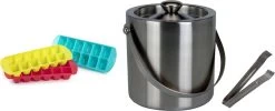Seau à Glace En Acier Inoxydable Excellent Houseware Avec Pince 15x18 Cm Et 3 Bacs à Glaçons