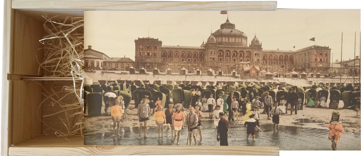 Boîte à Vin - Old Cityscape Scheveningen - Kurhaus & Beach - Tirage Photo Ancien Sur Boîte En Bois - 19x36 Cm 3 Boîte à Vin - Old Cityscape Scheveningen - Kurhaus & Beach - Tirage Photo Ancien Sur Boîte En Bois - 19x36 Cm