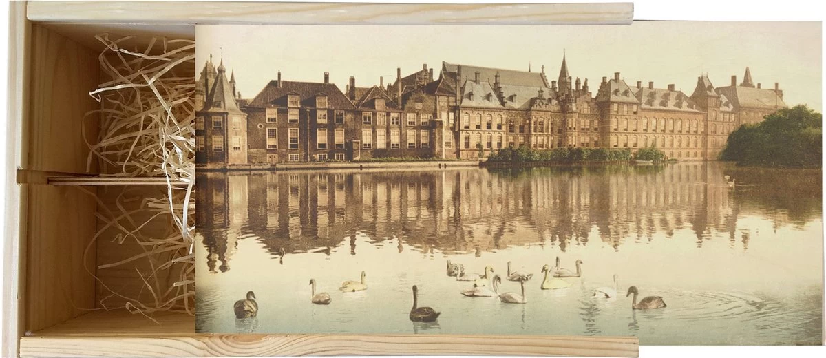 Boîte à Vin - Old Cityscape The Hague - The Torentje Binnenhof And Hofvijver - Old Photo Print On Wooden Box - 19x36 Cm 3 Boîte à Vin - Old Cityscape The Hague - The Torentje Binnenhof And Hofvijver - Old Photo Print On Wooden Box - 19x36 Cm