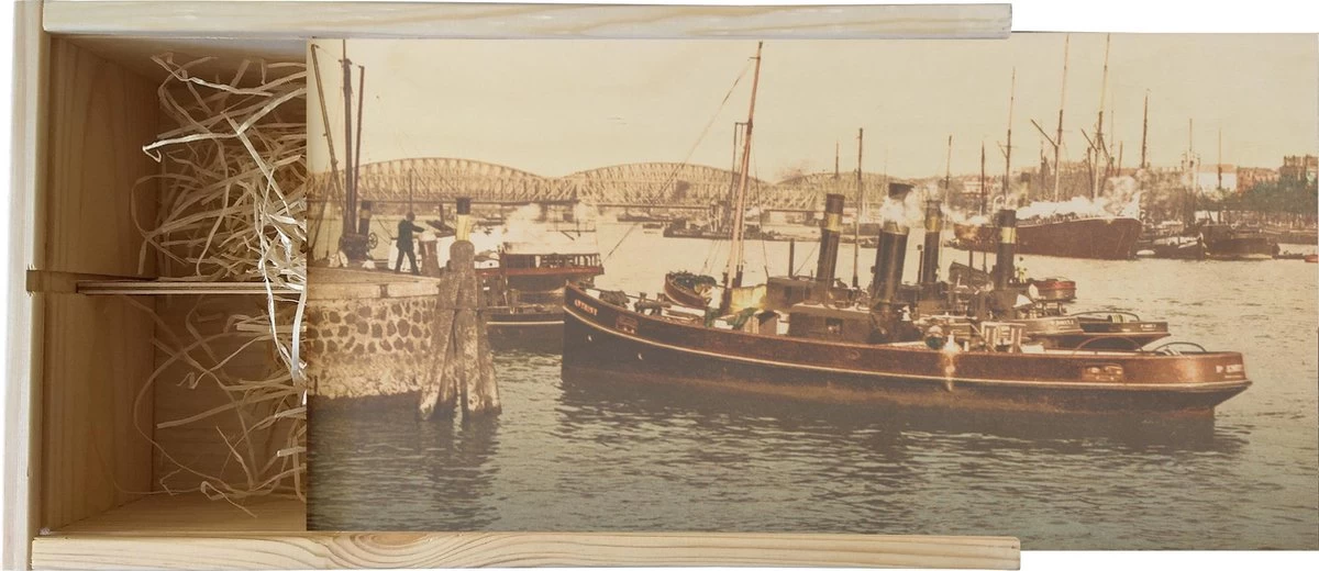 Boîte à Vin - Old Cityscape Rotterdam - Steamboat And Bridge Over Maas - Tirage Photo Ancien Sur Boîte En Bois - 19x36 Cm 3 Boîte à Vin - Old Cityscape Rotterdam - Steamboat And Bridge Over Maas - Tirage Photo Ancien Sur Boîte En Bois - 19x36 Cm