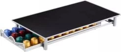 Porte-capsules Sargon Avec Tiroir - Porte-capsules Et Tasses à Café Espresso - 40 Capsules - Acier Inoxydable - Argent