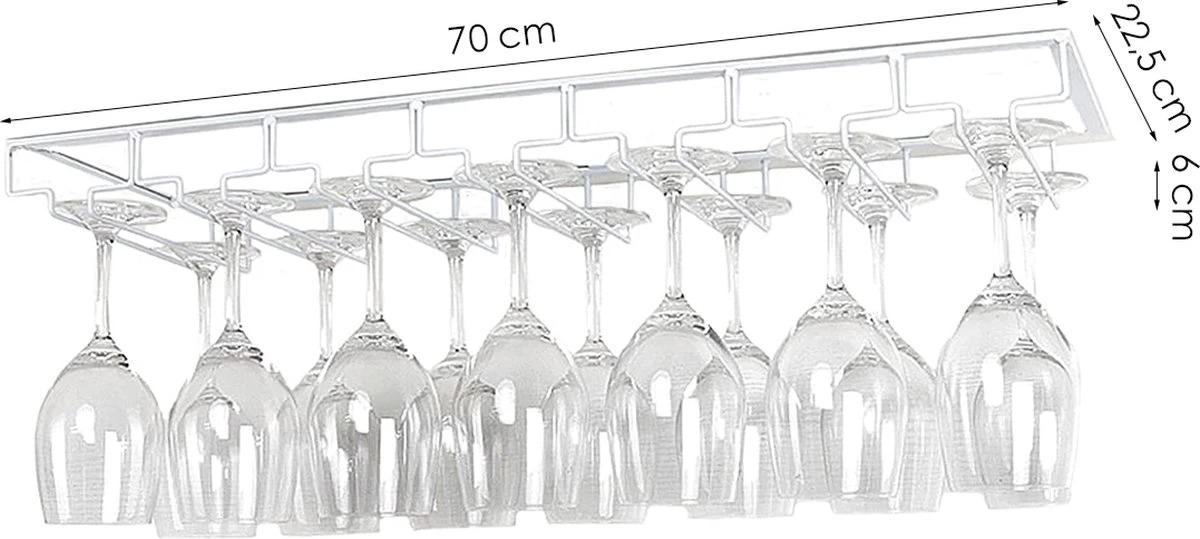Verres à Verres à Vin Suspendus - Wit - 21 Verres - 7 Rangées - Porte-verres à Vin 6 Verres à Verres à Vin Suspendus - Wit - 21 Verres - 7 Rangées - Porte-verres à Vin – Image 4