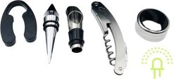 Ensemble D'accessoires Pour Le Vin De Luxe Lilaled Pour Les Gourmets Dans Un Emballage Cadeau De Luxe . Avec Couteau De Serveur, Coupe-papier, Bouchon De Luxe , Entonnoir Verseur, Anneau De Bouteille (récupérateur De Gouttes De Vin), -Dégustation Délicate 1200x542