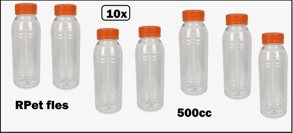 10x Bouteille RPET Transparente 500cc Avec Bouchon Orange - Renouvelée - Boisson En PET Recyclé Jus D'orange Jus De Cola Boissons 3 10x Bouteille RPET Transparente 500cc Avec Bouchon Orange - Renouvelée - Boisson En PET Recyclé Jus D'orange Jus De Cola Boissons