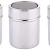 (Set De 3) Arrosoirs à Cacao/poudre VSE 5 X 7 Cm En Acier Inoxydable Argent Combi Deal !