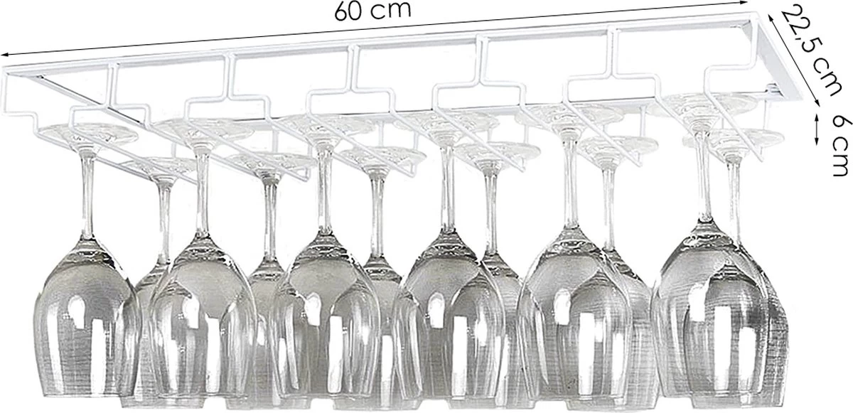 Porte-verres à Verres à Vin Suspendus - Wit - 18 Verres - 6 Rangées - Porte-verres à Vin 4 Porte-verres à Verres à Vin Suspendus - Wit - 18 Verres - 6 Rangées - Porte-verres à Vin – Image 2