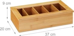 Boîte à Thé Relaxdays Bambou - 5 Compartiments - Coffre à Thé - Boîte De Rangement - Boîte De Rangement à Thé - Organisateur -Dégustation Délicate 1200x584