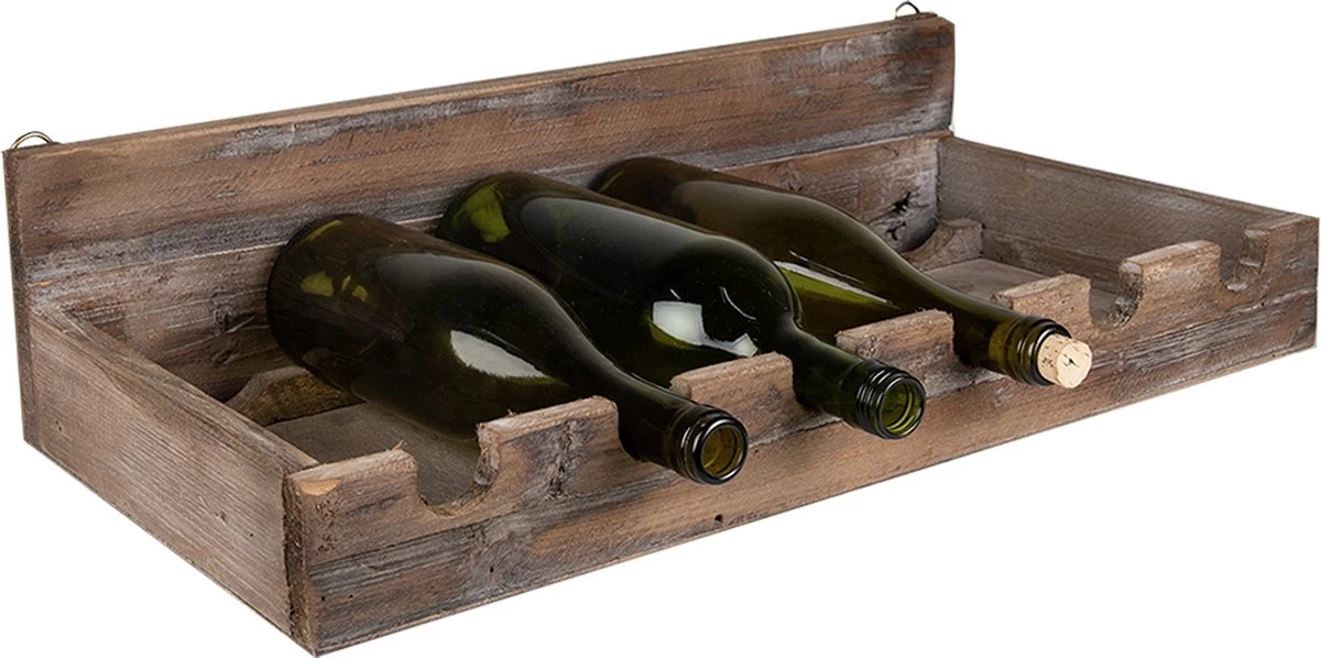 Clayre & Eef Casier à Vin 57x28x14 Cm Porte-bouteilles En Bois Marron Porte-bouteilles 6 Clayre & Eef Casier à Vin 57x28x14 Cm Porte-bouteilles En Bois Marron Porte-bouteilles – Image 4