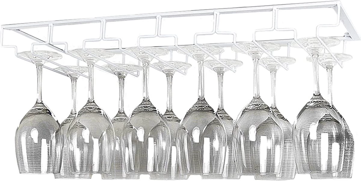 Porte-verres à Verres à Vin Suspendus - Wit - 18 Verres - 6 Rangées - Porte-verres à Vin 3 Porte-verres à Verres à Vin Suspendus - Wit - 18 Verres - 6 Rangées - Porte-verres à Vin
