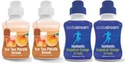 PACK AVANTAGE SODASTREAM - 2x Ice Tea Peach & 2x Isotonic Pamplemousse - Orange (4 Bouteilles)