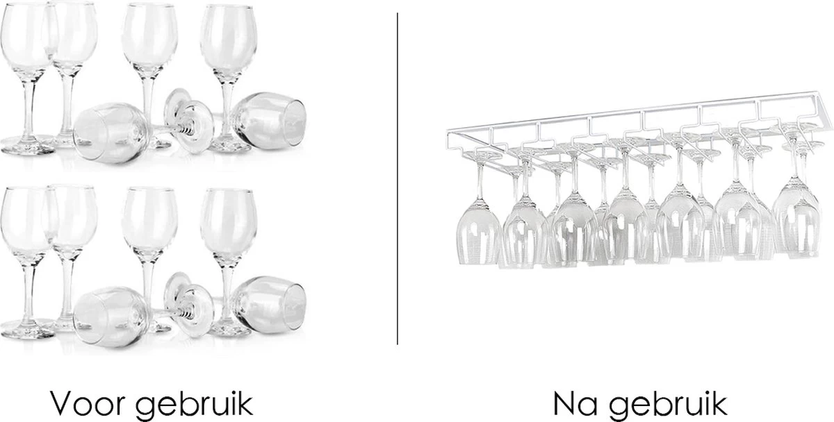 Verres à Verres à Vin Suspendus - Wit - 21 Verres - 7 Rangées - Porte-verres à Vin 5 Verres à Verres à Vin Suspendus - Wit - 21 Verres - 7 Rangées - Porte-verres à Vin – Image 3