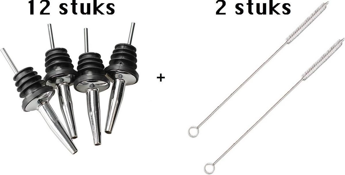KELERINO. Becs Verseurs En Acier Inoxydable - Joint D'étanchéité En Caoutchouc - 12 Becs Et 2 Pailles à Brosse 3 KELERINO. Becs Verseurs En Acier Inoxydable - Joint D'étanchéité En Caoutchouc - 12 Becs Et 2 Pailles à Brosse