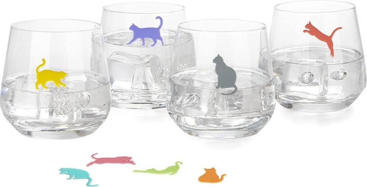 Marqueur De Verre Balvi Sticky Cats Diverse Couleurs 8 Pièces 4 Marqueur De Verre Balvi Sticky Cats Diverse Couleurs 8 Pièces – Image 2