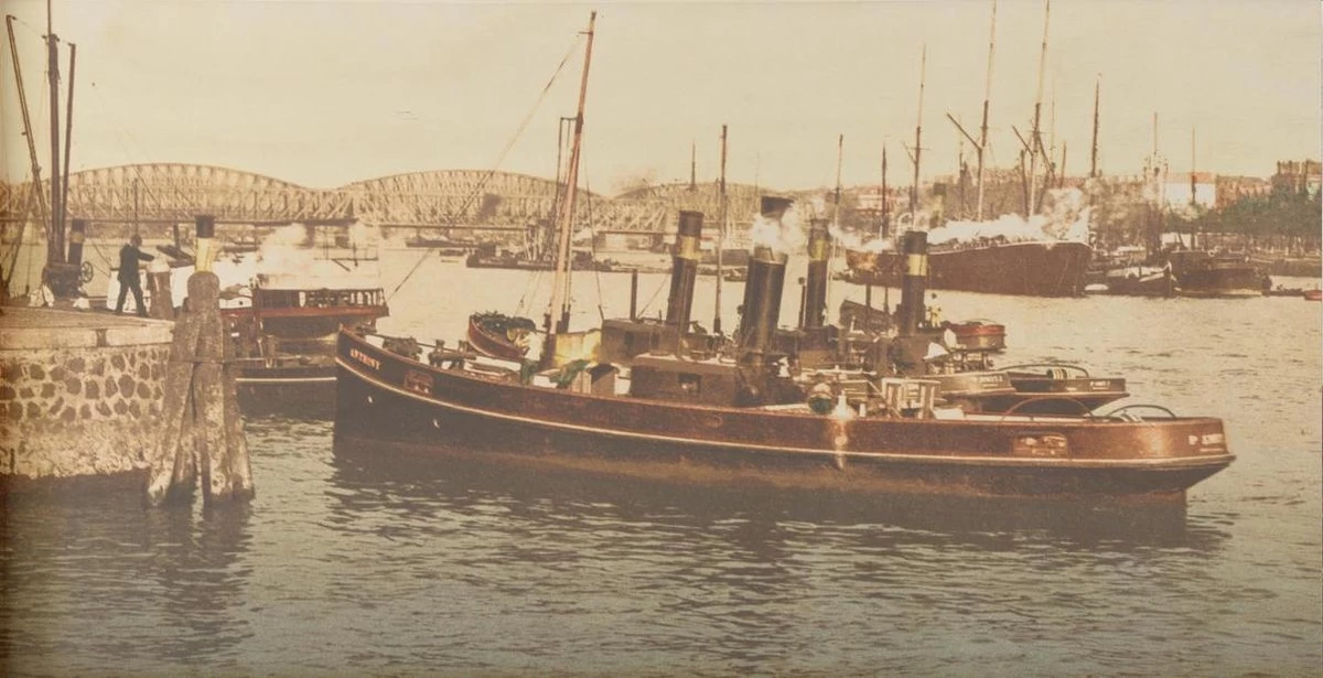 Boîte à Vin - Old Cityscape Rotterdam - Steamboat And Bridge Over Maas - Tirage Photo Ancien Sur Boîte En Bois - 19x36 Cm 5 Boîte à Vin - Old Cityscape Rotterdam - Steamboat And Bridge Over Maas - Tirage Photo Ancien Sur Boîte En Bois - 19x36 Cm – Image 3