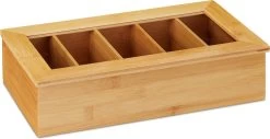 Boîte à Thé Relaxdays Bambou - 5 Compartiments - Coffre à Thé - Boîte De Rangement - Boîte De Rangement à Thé - Organisateur -Dégustation Délicate 1200x616