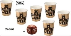 500x Big Coffee Cup A Hot Cup 240ml + Dés - Café Thé Chocolat Lait Soupe Latte Boisson Chaude Eau Tasse Karton