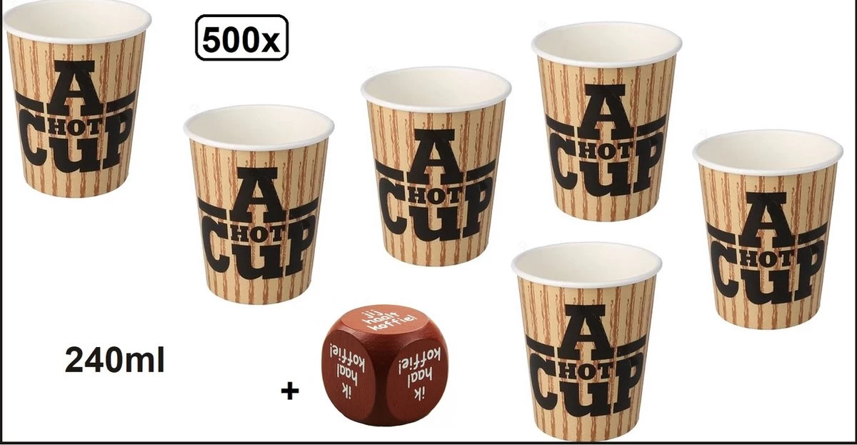 500x Big Coffee Cup A Hot Cup 240ml + Dés - Café Thé Chocolat Lait Soupe Latte Boisson Chaude Eau Tasse Karton 3 500x Big Coffee Cup A Hot Cup 240ml + Dés - Café Thé Chocolat Lait Soupe Latte Boisson Chaude Eau Tasse Karton