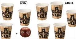 600x Big Coffee Cup A Hot Cup 240ml + Dés - Café Thé Chocolat Lait Soupe Latte Boisson Chaude Eau Tasse Karton