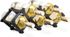 Navaris à Vin En Bambou Navaris - Casier à Bouteilles De Vin - 45 X 12 X 15,2 Cm - Pour 5 Bouteilles - Casier à Bouteilles Pliable - Zwart