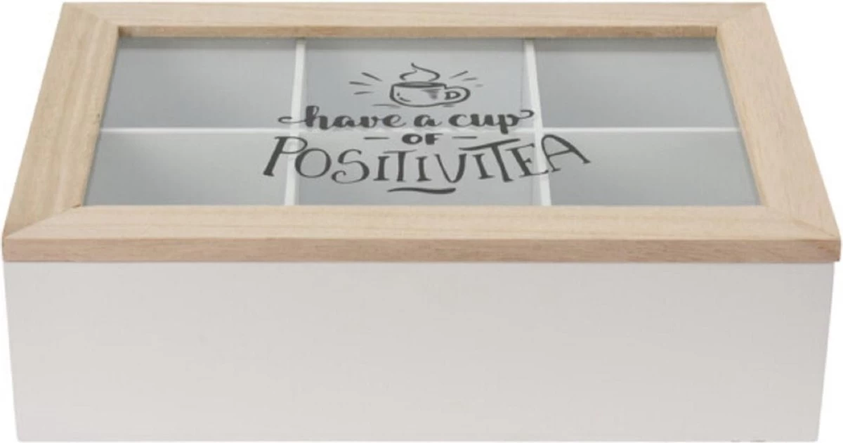 Excellent Houseware Boîte à Thé/boîte à Thé En Bois Avec 6 Compartiments - 24 X 16 X 7 Cm - Marron / Blanc - Boîtes à Thé 3 Excellent Houseware Boîte à Thé/boîte à Thé En Bois Avec 6 Compartiments - 24 X 16 X 7 Cm - Marron / Blanc - Boîtes à Thé