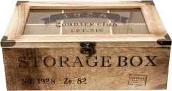 ToCi Boîte à Thé En Bois Naturel, Avec 6 Compartiments, Boîte à Thé Rectangulaire Boîte à Thé Boîte à Thé Boîte De Rangement Pour Sachets De Thé, 24 X 16 X 8,5 Cm (LxlxH), "Storage Box" Au Look Rétro -Dégustation Délicate 1200x640