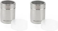 Set 2 Pièces Quttin Cacao/poudre épandeurs Avec Couvercle Set Duo Argent En Acier Inoxydable