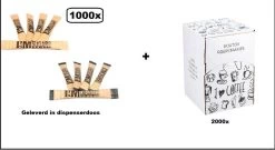 1000x Bâtonnets De Lait Au Café Et Bâtonnets De Sucre Je Suis Avec 2000x Agitateurs Biologiques Blanc - Bâtonnets De Sucre Bâtonnets De Lait Crème à Café Festival Du Café