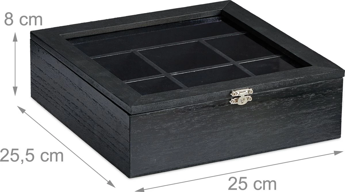 Boîte à Thé Relaxdays Bois - Boîte à Thé 7 Compartiments - Magasin De Thé - Boîte à Thé - Boîte à Thé - Boîte Noire 20 Boîte à Thé Relaxdays Bois - Boîte à Thé 7 Compartiments - Magasin De Thé - Boîte à Thé - Boîte à Thé - Boîte Noire – Image 18