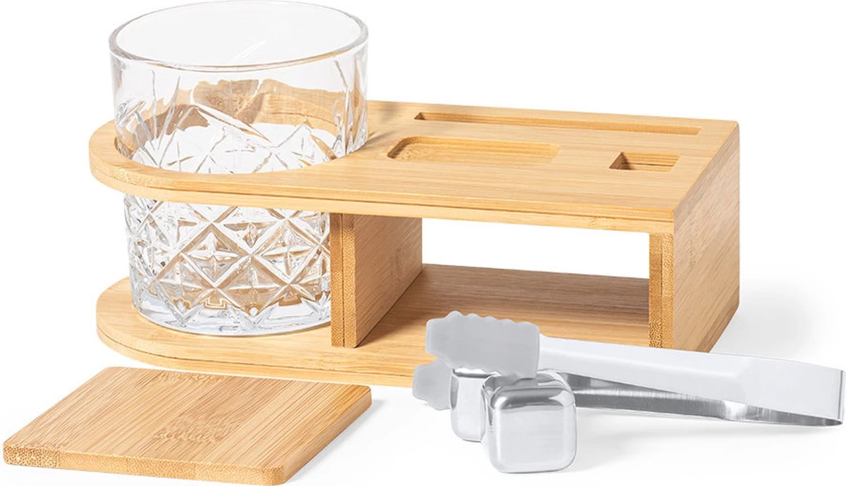 Whisky à Whisky - Whisky - Verre 350 Ml - Glaçons - Pierres à Whisky - Pince à Glace - Bamboe - Acier Inoxydable - Beige 5 Whisky à Whisky - Whisky - Verre 350 Ml - Glaçons - Pierres à Whisky - Pince à Glace - Bamboe - Acier Inoxydable - Beige – Image 3