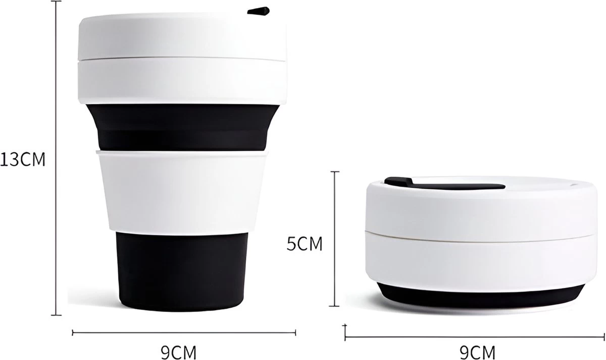 Framehack - Gobelet à Boisson Durable à Go - 470 Ml - Tasse à Café Et à Thé Réutilisable - Gobelet Pliable De Premium Supérieure - Pour Chaud Et Froid - Zwart/ Wit 4 Framehack - Gobelet à Boisson Durable à Go - 470 Ml - Tasse à Café Et à Thé Réutilisable - Gobelet Pliable De Premium Supérieure - Pour Chaud Et Froid - Zwart/ Wit – Image 2